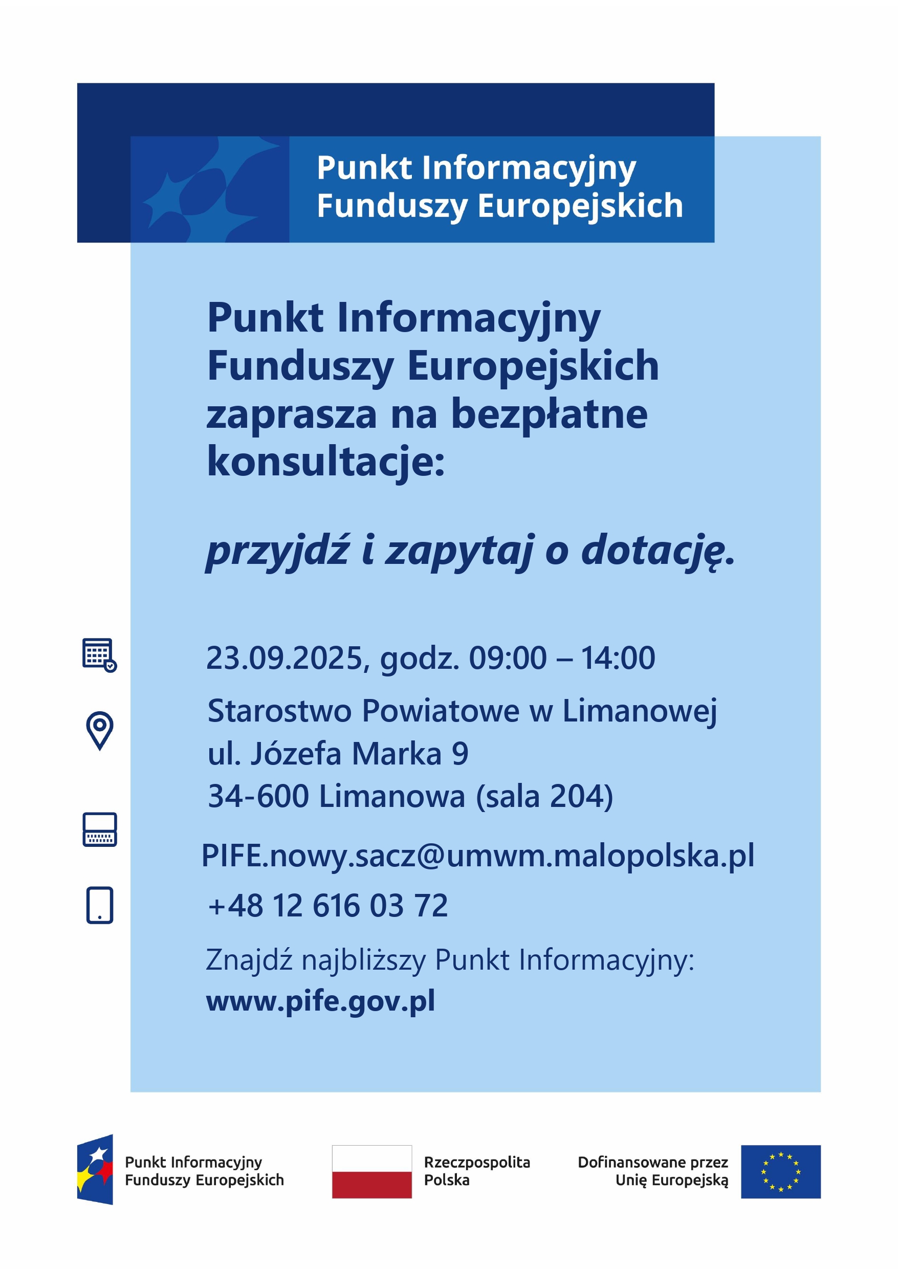Zdjęcie artykułu Mobilny Punk Informacyjny dla mieszkańców Powiatu Limanowskiego